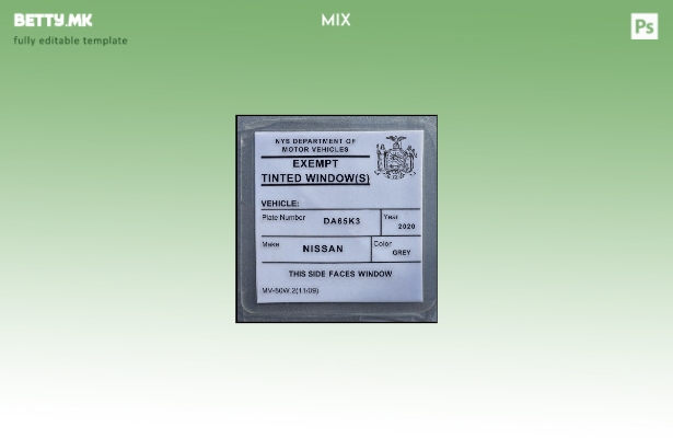 Модерен стил Шаблон за налепница за дозвола за затемнети прозорци од Њујорк